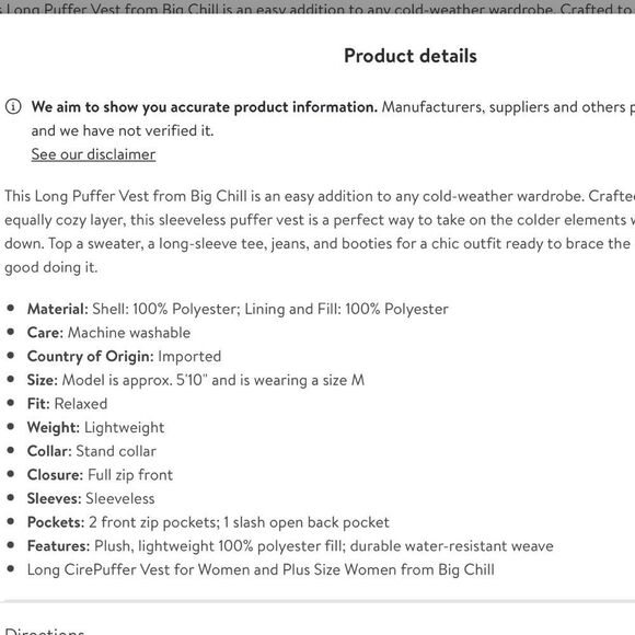 Big Chill Long Cire Puffer Vest Sz 2X - Picture 12 of 12